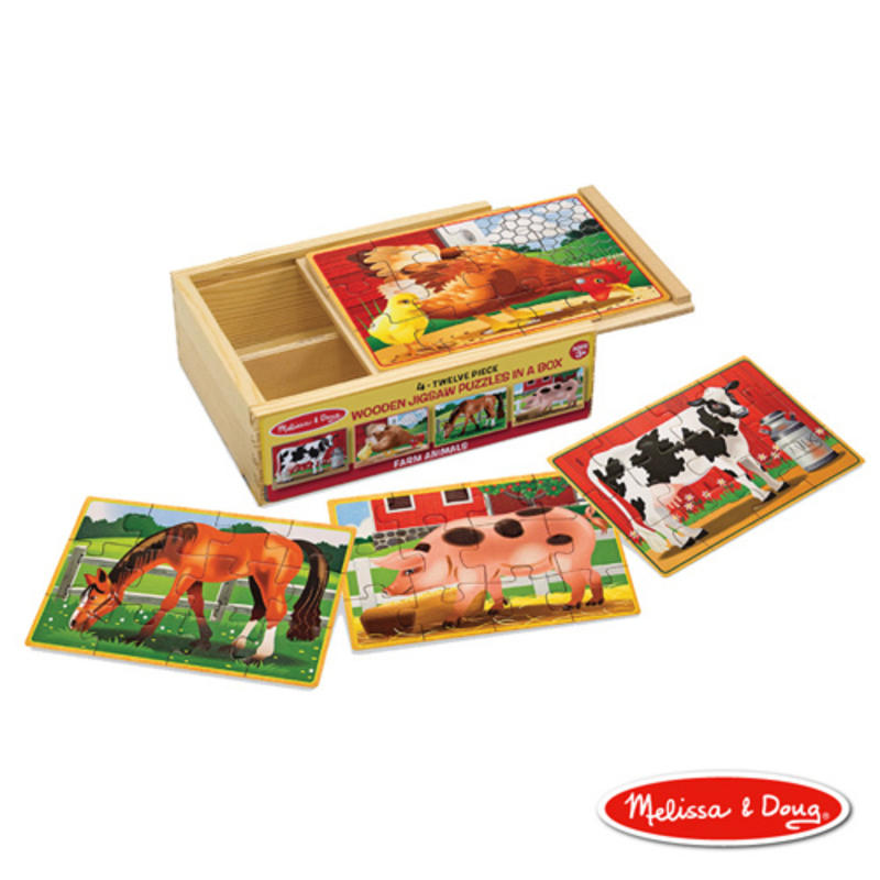 【 🎁盒損福利品】盒中木製拼圖, 農場動物