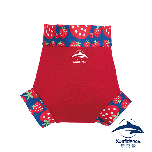 嬰兒游泳尿布褲(加強防漏層) 紅/草莓 | 英國嬰幼兒功能泳裝領導品牌